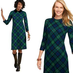 Talbots NWT A Line Blackwatch Tartan Plaid Removable Collar Dress Size Lp